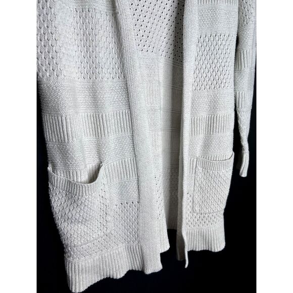 Joie Women's Corley Pointelle Knit Open Front Long Crochet Cardigan Sweater - M - Picture 4 of 6